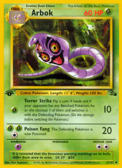 Arbok Uncommon card from Fossil