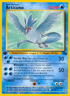 Articuno Rare card from Fossil