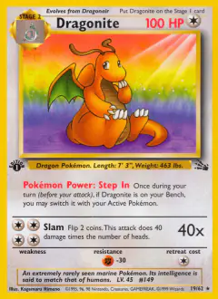 Dragonite Rare card from Fossil