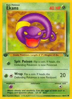 Ekans Common card from Fossil