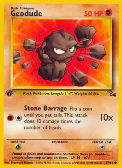 Geodude Common card from Fossil
