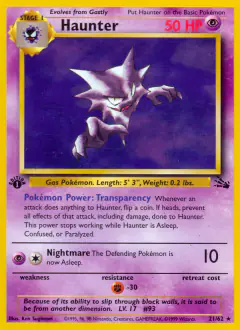 Haunter Rare card from Fossil