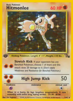 Hitmonlee Rare Holo card from Fossil