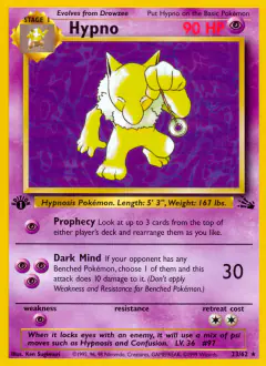 Hypno Rare card from Fossil