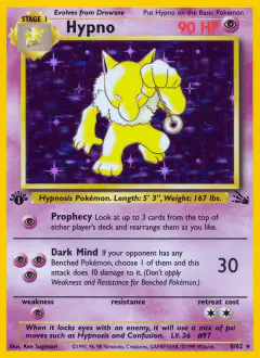 Hypno Rare Holo card from Fossil