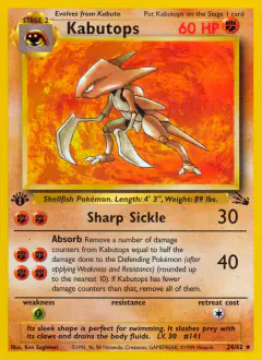 Kabutops Rare card from Fossil