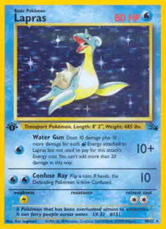 Lapras Rare Holo card from Fossil
