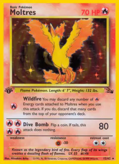 Moltres Rare Holo card from Fossil