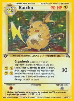 Raichu Rare Holo card from Fossil