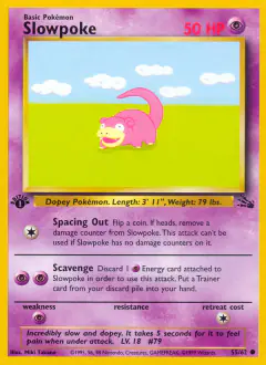 Slowpoke Common card from Fossil