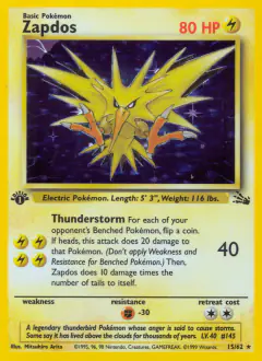 Zapdos Rare Holo card from Fossil