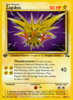 Zapdos Rare card from Fossil