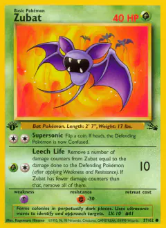 Zubat Common card from Fossil
