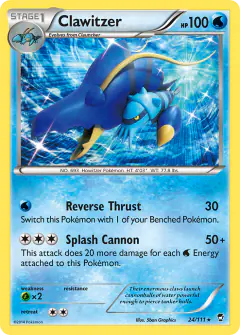 Clawitzer Rare Holo card from Furious Fists