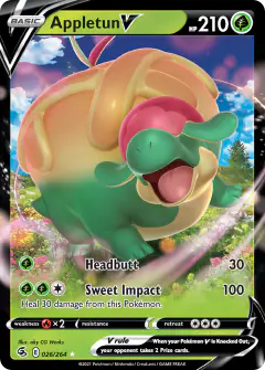 Appletun V Rare Holo V card from Fusion Strike