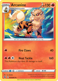Arcanine Rare card from Fusion Strike