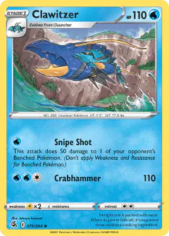 Clawitzer Uncommon card from Fusion Strike