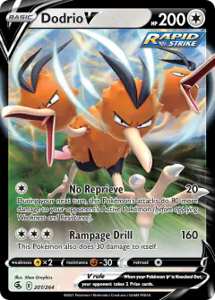 Dodrio V Rare Holo V card from Fusion Strike