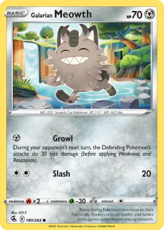 Galarian Meowth Common card from Fusion Strike