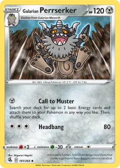 Galarian Perrserker Uncommon card from Fusion Strike