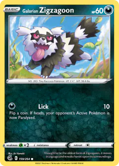 Galarian Zigzagoon Common card from Fusion Strike