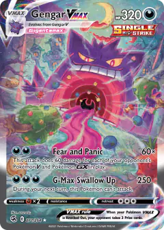 Gengar VMAX Rare Rainbow card from Fusion Strike