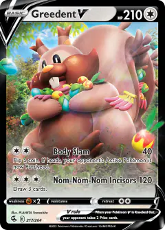 Greedent V Rare Holo V card from Fusion Strike