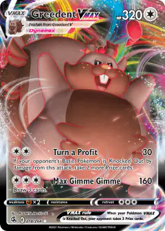 Greedent VMAX Rare Holo VMAX card from Fusion Strike