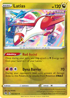 Latias Rare card from Fusion Strike