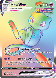 Mew VMAX Rare Rainbow card from Fusion Strike