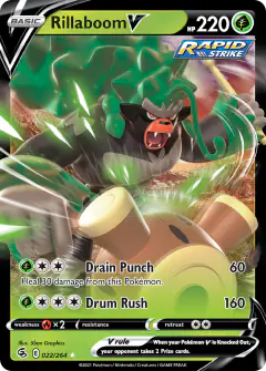 Rillaboom V Rare Holo V card from Fusion Strike