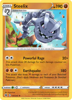 Steelix Rare Holo card from Fusion Strike