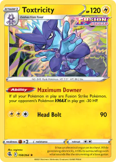 Toxtricity Rare Holo card from Fusion Strike