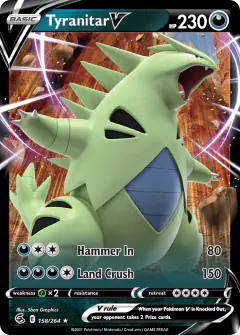 Tyranitar V Rare Holo V card from Fusion Strike