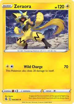 Zeraora Rare card from Fusion Strike