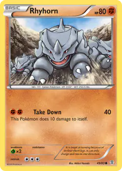 Rhyhorn Common card from Generations