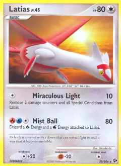 Latias Rare card from Great Encounters