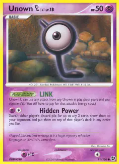 Unown [L] Common card from Great Encounters