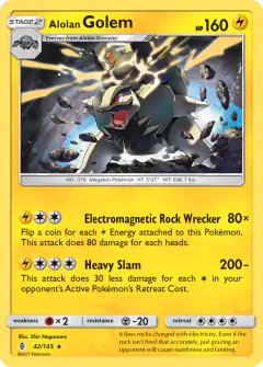 Alolan Golem Rare Holo card from Guardians Rising