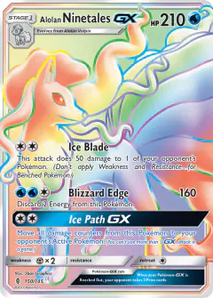 Alolan Ninetales-GX Rare Rainbow card from Guardians Rising
