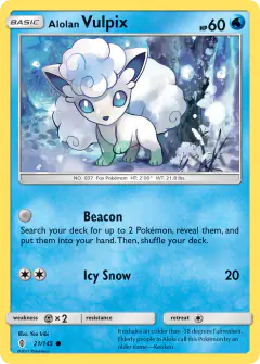 Alolan Vulpix Common card from Guardians Rising