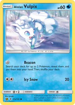 Alolan Vulpix Common card from Guardians Rising