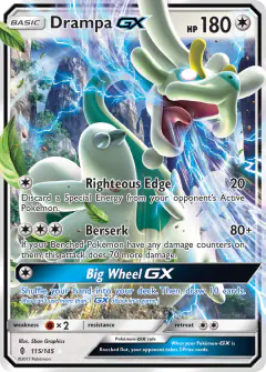 Drampa-GX Rare Holo GX card from Guardians Rising