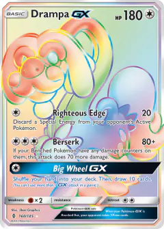 Drampa-GX Rare Rainbow card from Guardians Rising