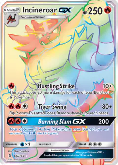 Incineroar-GX Rare Rainbow card from Guardians Rising