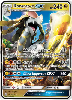 Kommo-o-GX Rare Holo GX card from Guardians Rising