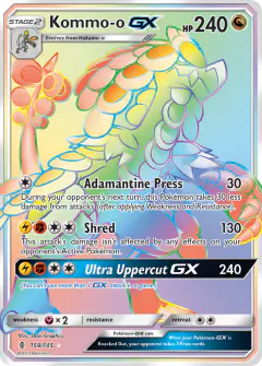 Kommo-o-GX Rare Rainbow card from Guardians Rising
