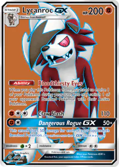 Lycanroc-GX Rare Ultra card from Guardians Rising