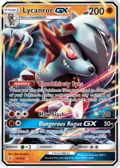Lycanroc-GX Rare Holo GX card from Guardians Rising