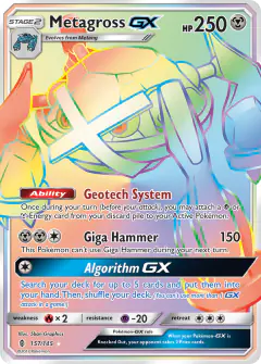 Metagross-GX Rare Rainbow card from Guardians Rising